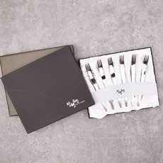 INHYUN Gongbang 304不鏽鋼摩登茶叉6入禮盒, 茶叉6入 + 紙盒, 1套