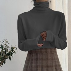 여성용 미드나잇코코 소르도 폴라넥 심플 티셔츠 B237WF03264