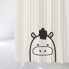 北歐風印花浴簾 sc577+不鏽鋼掛鉤 12入+白色窗簾桿全套, 混色, 1套