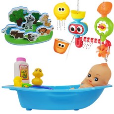 Baby Plus 嬰兒沐浴遊戲+潛水沐浴玩具+動物園貼紙套組, 隨機發貨（潛水員洗澡戲），藍色（嬰兒洗澡戲）