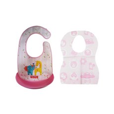 fisher-price 費雪 可拆式圍兜+幼兒一次性圍兜 24張入, 粉色, 1組