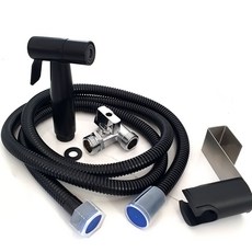 藍色水不銹鋼浴室清潔噴槍馬桶掛架套組黑色 1.5m, 1套