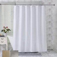 Arty Home 素色防霉浴室浴簾 + 窗簾掛鉤組, 白色, 1套