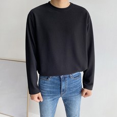 MEOSIDDA 男款素色圓領長袖T恤