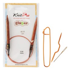 KnitPro 木質輪針 40cm*6mm+防解別針+麻花針+毛線縫針, 1套, 木頭（角色針），隨機發貨（消光針）