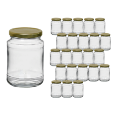 圓形手工果釀玻璃瓶 金色蓋, 24個