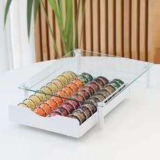 YOURHOME 家用咖啡館多功能強化玻璃抽屜式咖啡膠囊40入收納盒, 白色, 1個