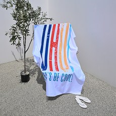WEEK9 運動游泳 Let's Be Cool 標誌沙灘巾 1800 x 1000 mm, 1個, OHO
