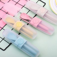 野餐餐具4件組, 粉色、藍色、黃色、米色, 案例4款+叉子4款+勺子4款+筷子4款