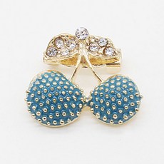 큐빅 보석 패션 앵두 브로치핀, 골드블루그린, 1개