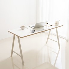 리바트 프레일 콘센트형 1500 일자책상 방문설치, 화이트