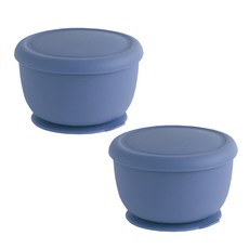 矽膠防傾倒孩童餐碗 300ml, 藍色