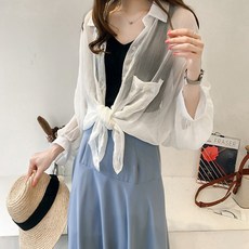 Soleil 女款雪紡寬鬆印花開襟衫