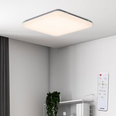 KOCOM Wonha Vitson TINA 方形混合 LED 55W 三色變換 無頻閃吸頂燈 + 遙控器套組, 白色