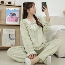 코코드림 여성용 레이스 소프트 터치 팡팡 잠옷 상하의 세트 HX117