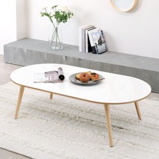 I CAN COMPANY 1200 橢圓形美耐板實木腳茶几, 白色