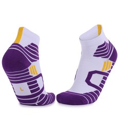 SNF 컬러풀 패션 두꺼운 스포츠 농구양말 양발 3세트, 04 화이트퍼풀