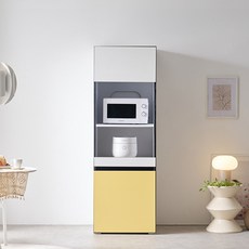 퍼피노 체스 600 키큰 주방 광파 렌지대 오픈형 방문설치, 옐로우