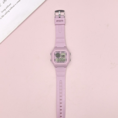 矽膠方形電子運動手錶, 粉紅色, 1個