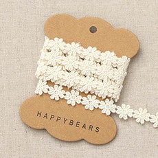 快樂熊 小巧精緻棉質蕾絲邊帶, 2件, 自然原色