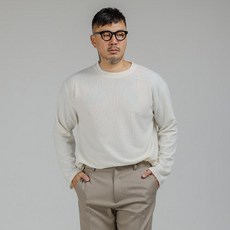 파이브엑스라지 남성용 빅사이즈 와플 오버핏 라운드 긴팔 티셔츠