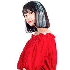 GABAL WITH 直髮彩色亮點髮片 5p + 閃亮接髮組合, 淺天空藍(彩色髮片), 隨機出貨(接髮), 1個