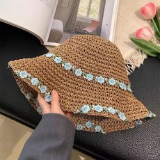여성용 마켓에이 페리 플라워 여름 니트 버킷햇