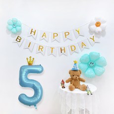 Party09 皇冠數字生日派對套組 5, 1套, 淺藍色