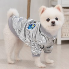 반려동물 스페이스 글로시 기모 하네스 항공 점퍼 JM6723, 실버, 1개