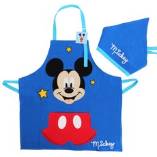 迪士尼兒童米奇貼花圍裙 + 頭巾套組