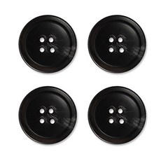 ButtonKing 高級霧面大衣開襟衫鈕扣 35mm, 黑色Cuba, 4個