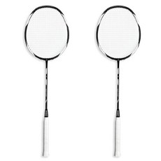 Smax Korea 碳纖維羽球拍 2支 + 球拍袋 + 握把布 2個 套組 黑白款, 1組, 單品