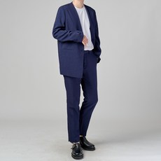 Barre 男士亞麻無領雙釦基本款西裝 BU3004