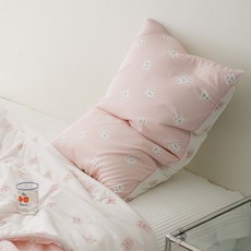 지베딩 몽이 접촉냉감 베개커버 2p + 베개솜 2p 세트, 핑크, 1세트