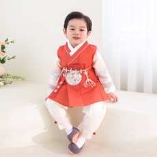 Doha韓服 男童凌霄花高級韓服套組