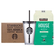 STARBUCKS 星巴克 環保吸管冷水杯 473ml+科克蘭深焙咖啡豆 1.13kg, 環保吸管冷水杯 473ml+精選咖啡豆 1.13kg, 1組