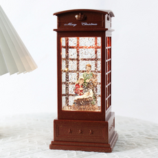 Labovia 電話亭造型自動閃亮聖誕裝飾燈水晶球 棕色, 類型 4