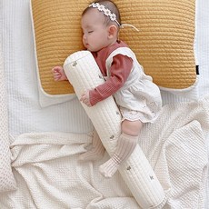 Malolotte 嬰兒棉質長抱枕枕套 + 枕芯套組, 新鮮橄欖