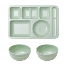 식판의고수 미니 한식 식판 + 미니한식볼 2p 세트, 아보카도 민트, 1세트