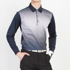 男士RM漸層翻領高爾夫長袖T恤