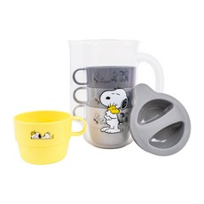 LILFANT 史努比印花野餐專用水壺水杯組 4件組 PN6211, Tone On Tone Grey, 1組