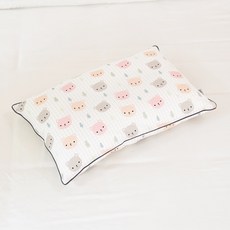 아띠블랑 아동용 사계절 순면 베개커버 2p + 높이조절 진드기방지 베개속통 세트, 체크베어