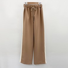 DIAMIGNON 女款翻蓋撞色寬版鬆緊長褲