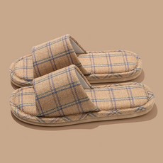 EVER HOUSE 自然格紋軟墊室內拖鞋, 1個, 橘色