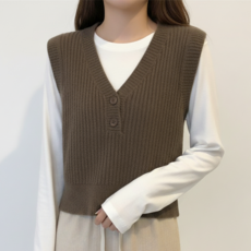 Marketpia 女性秋季鈕扣針織背心