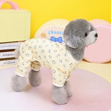 petit dog 寵物花朵鈕扣連身衣 DA030, 黃色