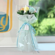 루미 파스텔 장미 비누꽃 꽃다발+쇼핑백, 민트, 1개
