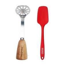 fisher-price 費雪 食物搗碎器+矽膠烹飪勺, 混色(搗碎器)+紅色(勺子), 1組