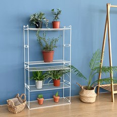 블록 화분정리 선반 4p + 바닥판 세트 L, 화이트, 5단