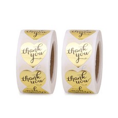 indi.k 圓形 Thank You 愛心標籤貼紙 2.5cm 1000入, 混合色, 2個